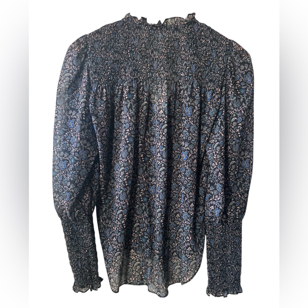 Veronica Beard Jaz Floral Balloon Sleeve Chiffon Blouse Women’s Size 00 - Picture 3 of 6
